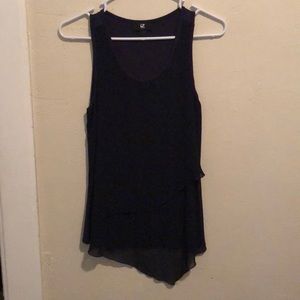 dark blue scalloped tank top